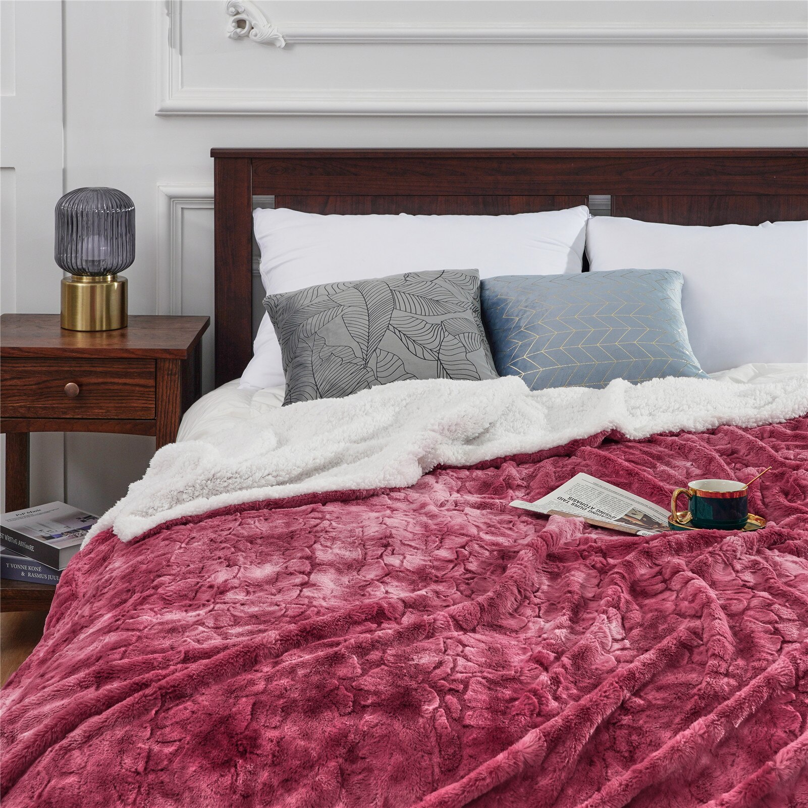 Kasjmier Dikke Sofa Dekens Fleece Sprei Voor Bed Dikker Pluche Dekens Double Layer Thuis Warmer Beddengoed Dekens: Red / 130x150cm