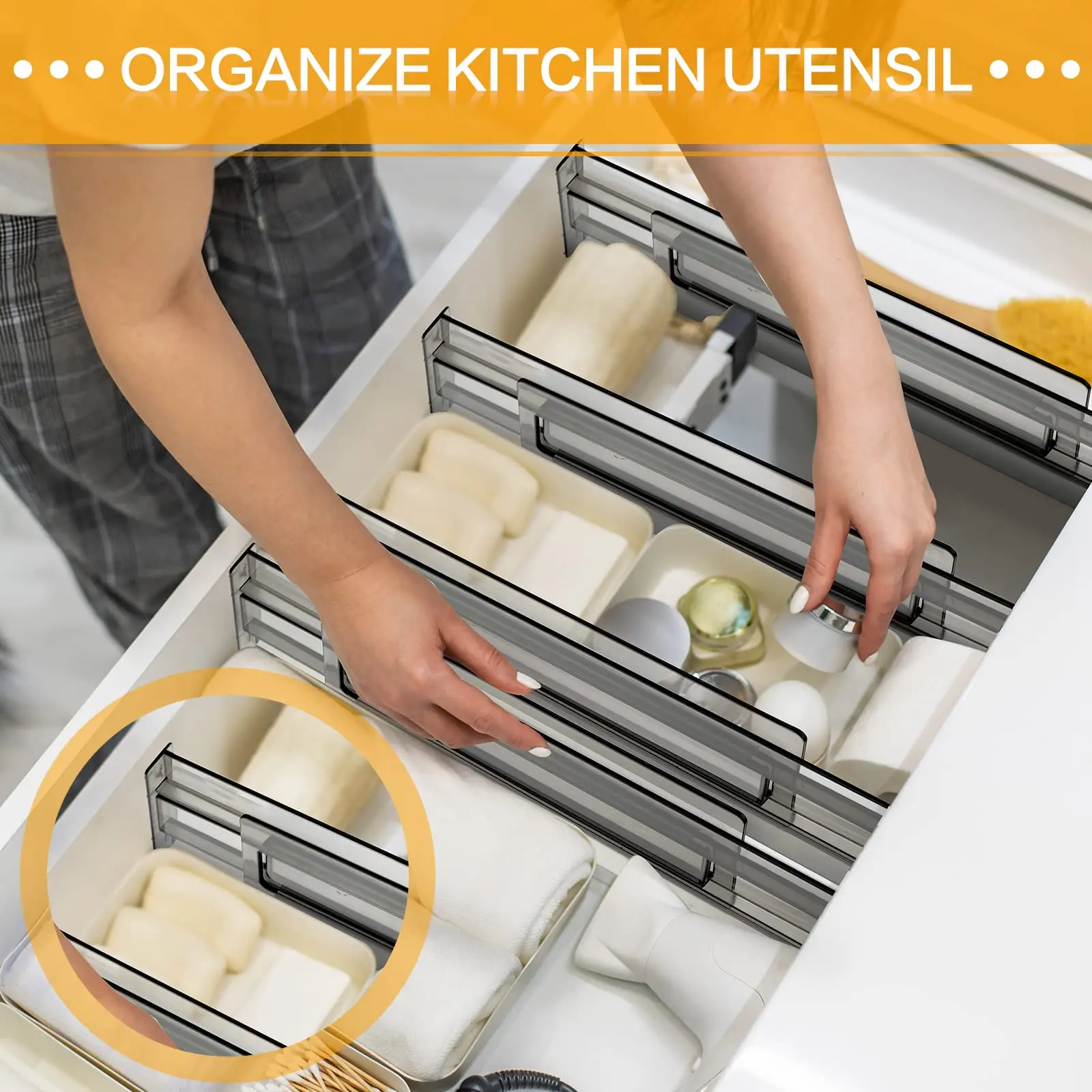 MELSync-Organisateurs de cuisine réglables, séparateurs de proximité en plastique transparent pour vêtements et cosmétiques, paquet de 4/8