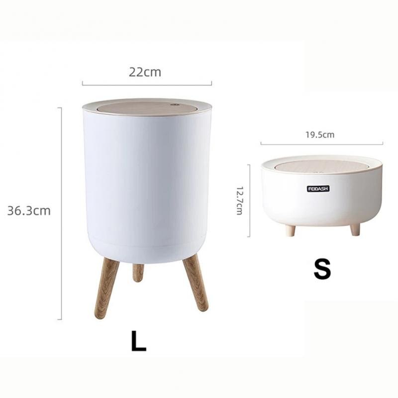Mini Hohen Nachahmung Holz Mülleimer Schreibtisch Runde Müll Mit Presse Abdeckung Für Wohnzimmer Wc Küche Reinigung Werkzeuge