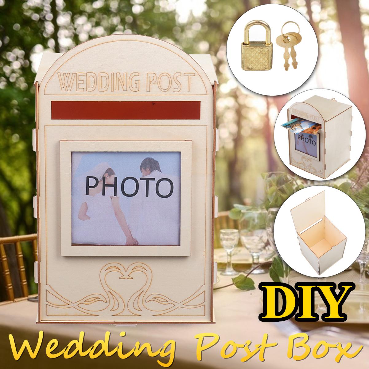 DIY Wooden Wedding Supplies Mailbox Royal Mail Style Ornaments Wedding Post Box Card Boxes With a Key