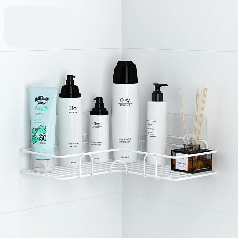 Estante de hierro para baño, soporte de pared para almacenamiento de champú, sin perforaciones, para cocina y ducha