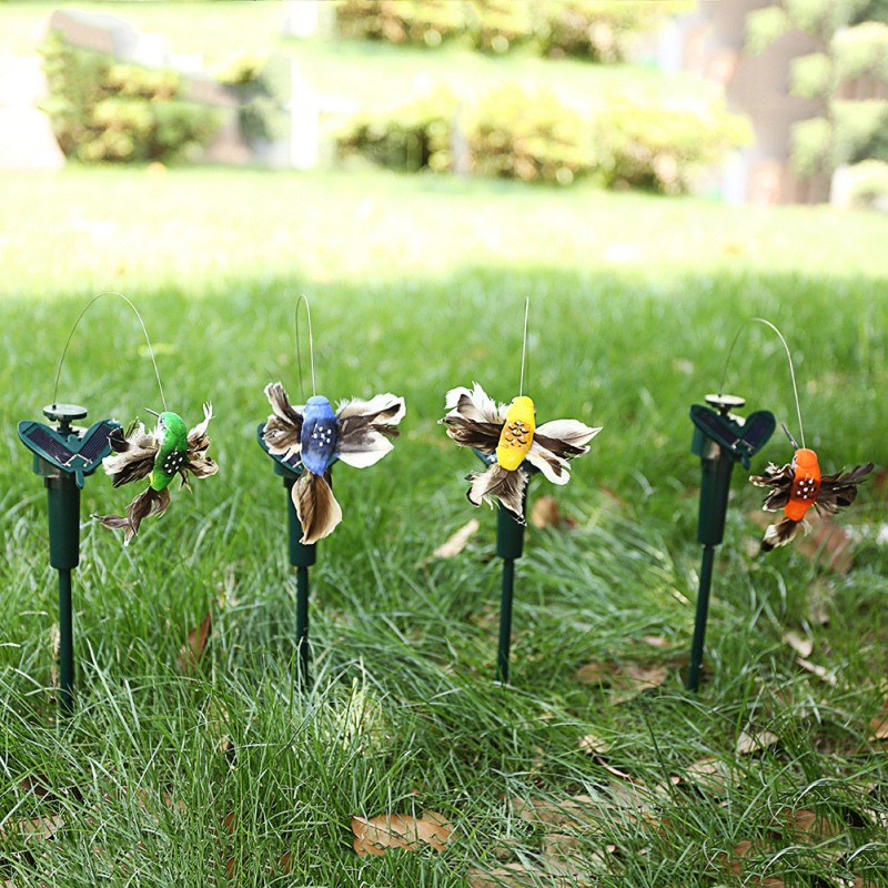 Solar dyr dekoration sød sommerfugl kolibri dekoration elektrisk fjer fugl havedekoration jardineria decoracion: Kolibri
