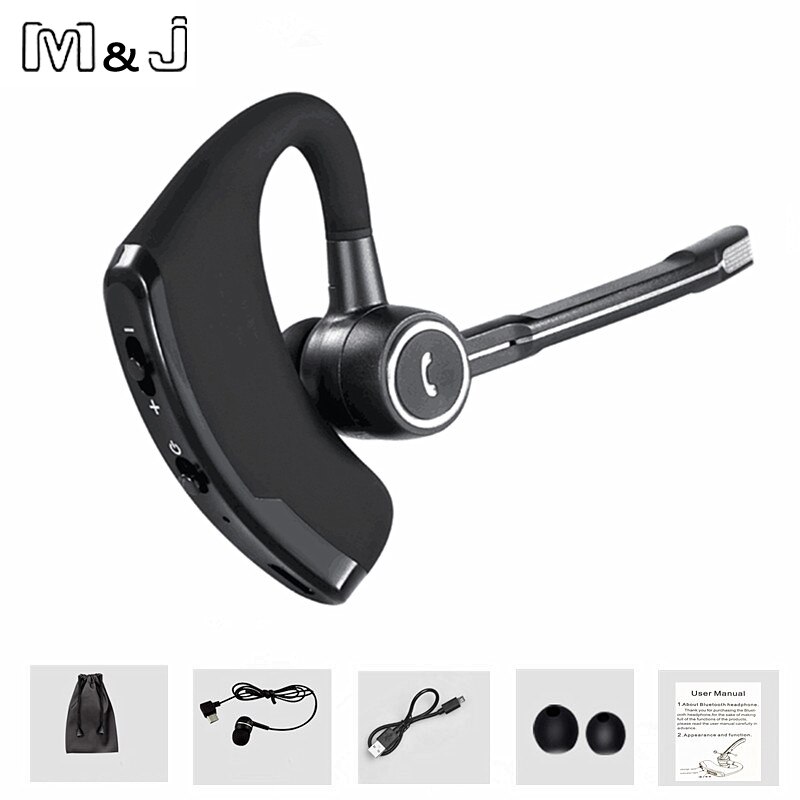 M & J draadloze bluetooth hoofdtelefoon Handsfree business bluetooth headset oortelefoon met microfoon voice control voor sport ruisonderdrukkende: Default Title