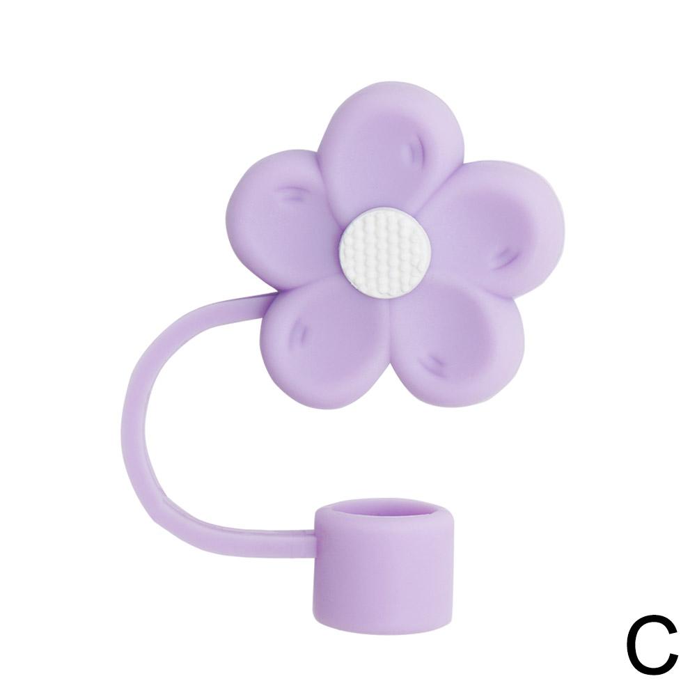 Stroh abdeckung für Stanley Tasse, süßer Stroh deckel, kompatibel mit 30 & 40oz Becher mit Griff, 10mm Silikon blumen stroh abdeckung: Violett