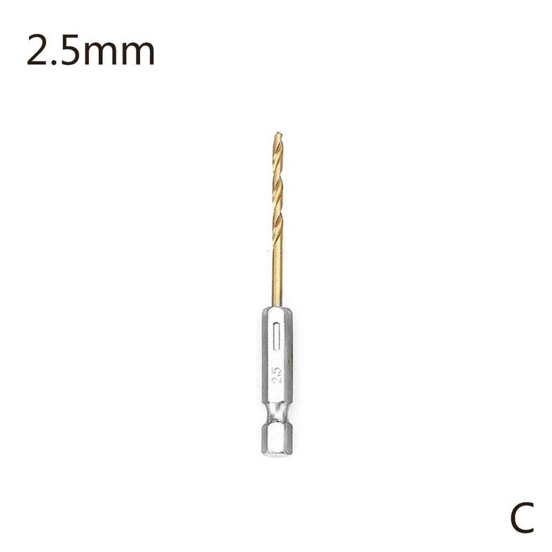 Jeu de forets HSS revêtus de titane, foret hélicoïdal à tige hexagonale de 1/4 "adapté au perçage du bois de 1.5 à 6.5mm: 2.5mm