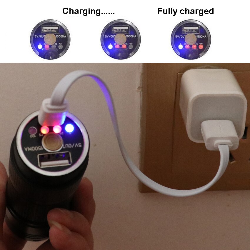 Mobile power bank charging part cell phones USB Charge port for JKK26 Flashlight