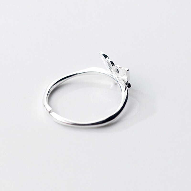 Inzatt echter 925 sterling silber blauer schmetterling verstellbarer ring für damen party feiner schmuck süße accessoires