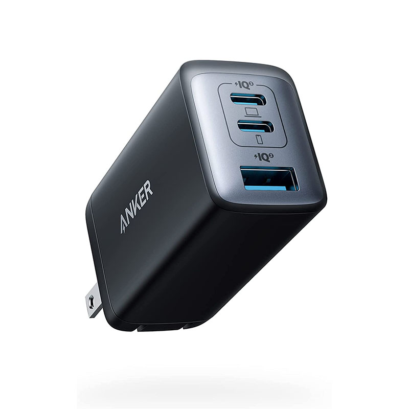 Anker Nano II 65W Three-port Charger 735 USB C GaN Fast Compact Foldable Wall Charge for MacBook Pro/Air iPad Galaxy S20 12 Mini: black