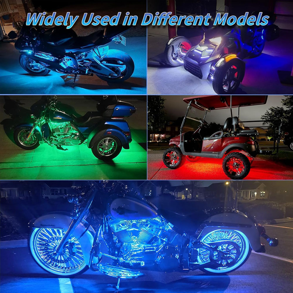 Motocyklowe doprowadziło Lampy Dekoracyjne Podświetlenie Podwozia RGB Wodoodporne Sterowanie Aplikacją Pilotem robić ATV UTV Motocykla Światło Atmosferyczne