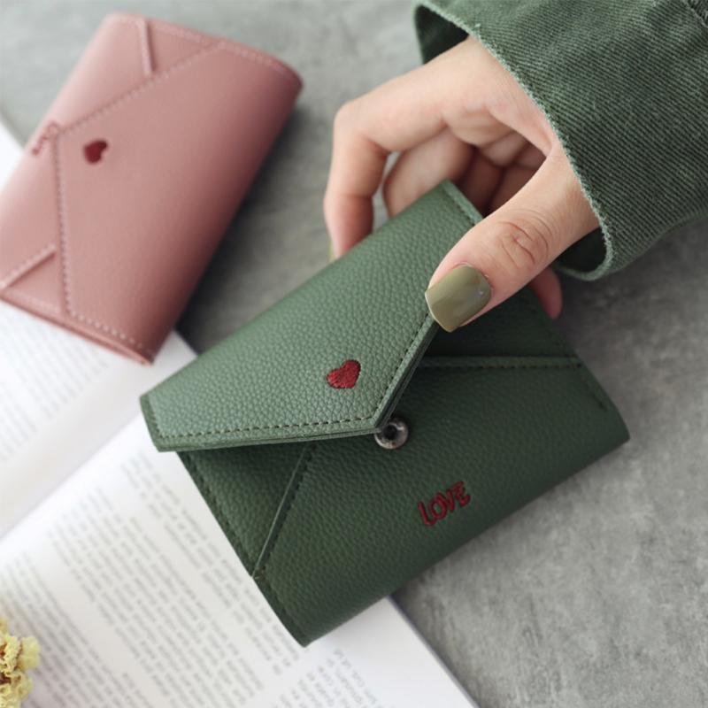 Heart Pattern Tassel Women Wallet for Credit Cards Small Luxury Mini PU Leather Short Womens Wallets and Purses