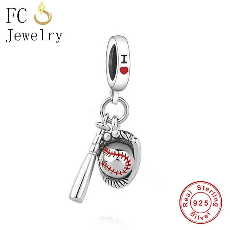 Fc jewelry passendes original-charm-armband mit 925 sterlingsilber-perlen in form eines tennisschlägers mit liebesmotiven, geeignet für damen.: Q2194