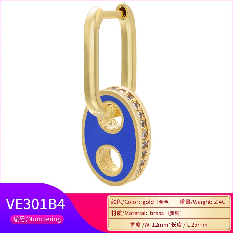 Hecheng, 1pc ,cz colorido buraco gota brinco, atacado, para mulher neon fluorescente jóias