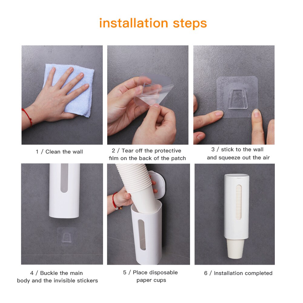 Wegwerp glazen frame automatische beker papieren beker hangende wandtype huishoudelijke waterdispenser plastic bekerhouder de plank