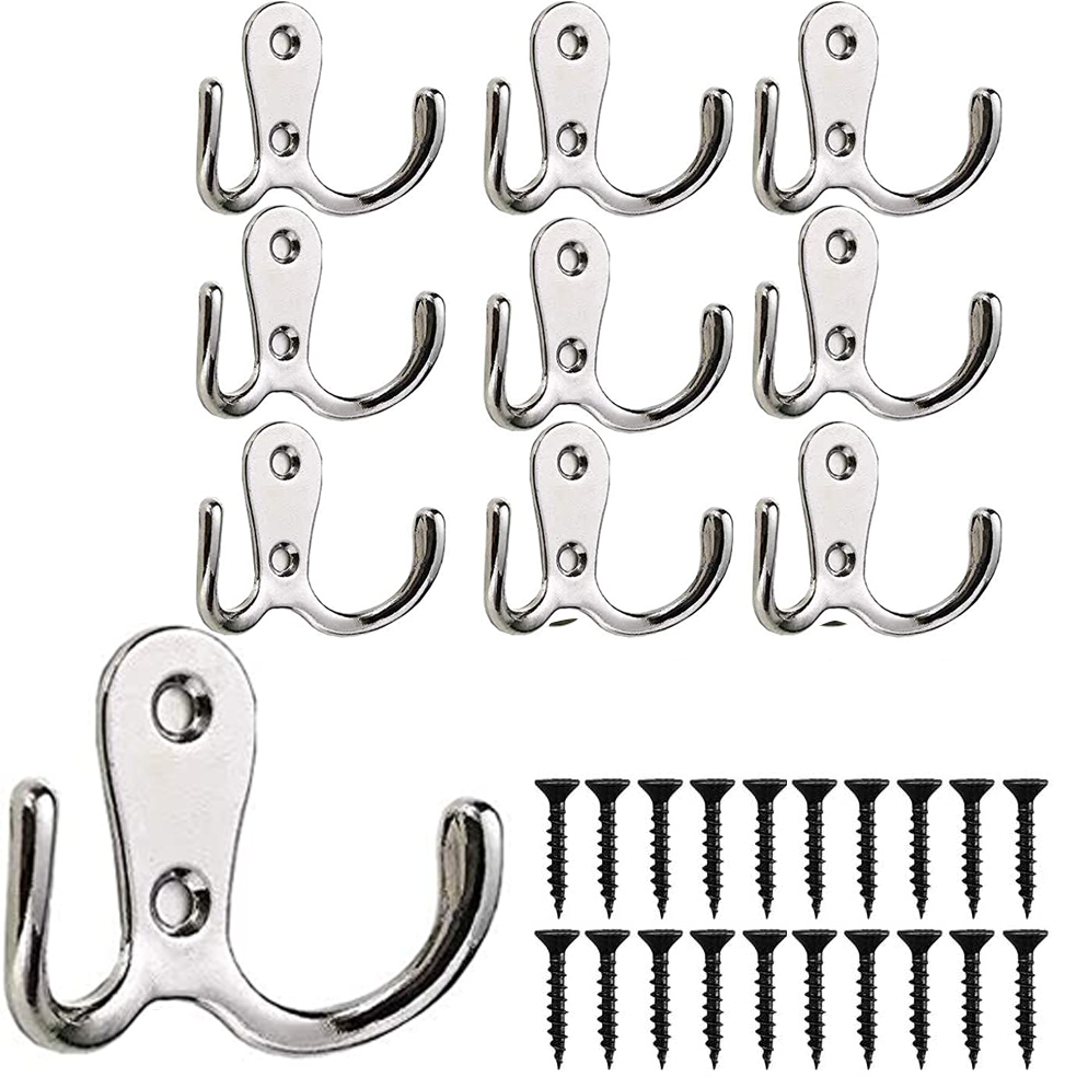 10 stücke edelstahl haken halter wand haken aufhänger schwere klebrige haken hängen haken für bad küche: Silber