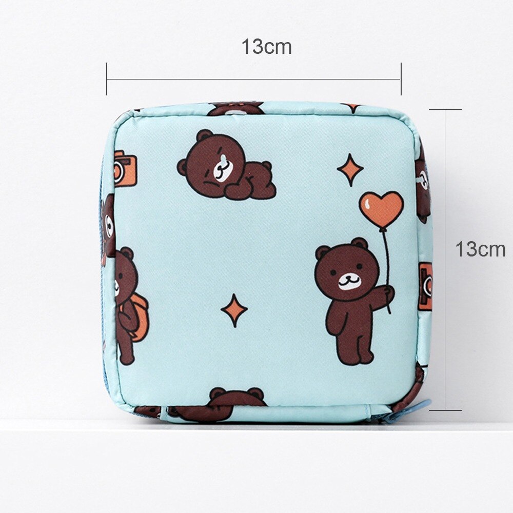 Women Girl Sanitary Pad Pouch Napkin Towel Storage Bag Credit Card Holder Coin Purse Cosmetics Headphone Case Sanitary Pouch: 13cmx13cm b