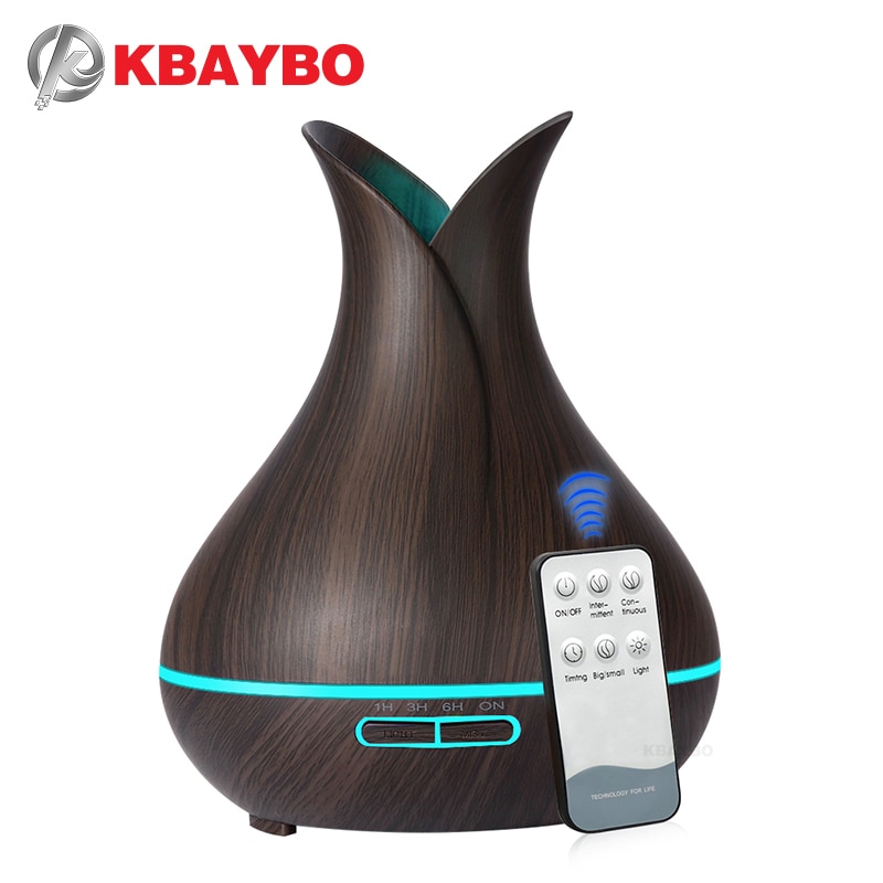 KBAYBO 400ml electric Ultrasonic Aroma Air humidifier Essential Oil Diffuser Wood Grain purifier mist maker LED light for home