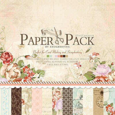 ENO Greeting Craft Paper 12 inch Scrapbooking Paper Pad Vintage Blooming Flower Scrapbook Paper Pack: PS010