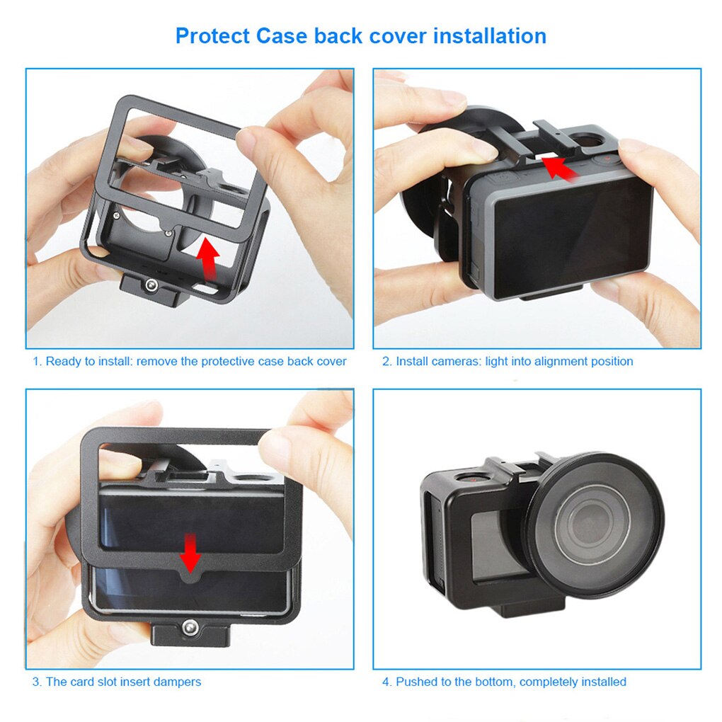 Replacement for DJI Osmo Action Housing CNC Aluminum Alloy Protective Cage Cover 52mm UV Lens