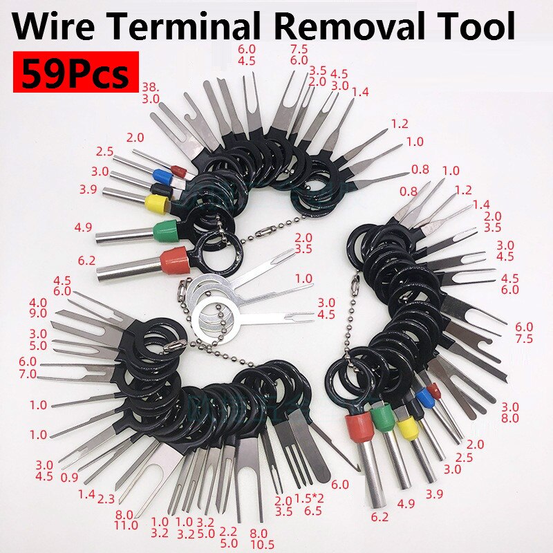 59Pcs Car Terminal Removal Electrical Wiring Crimp Connector Pin Extractor Kit Car Electrico Repair Hand Tools
