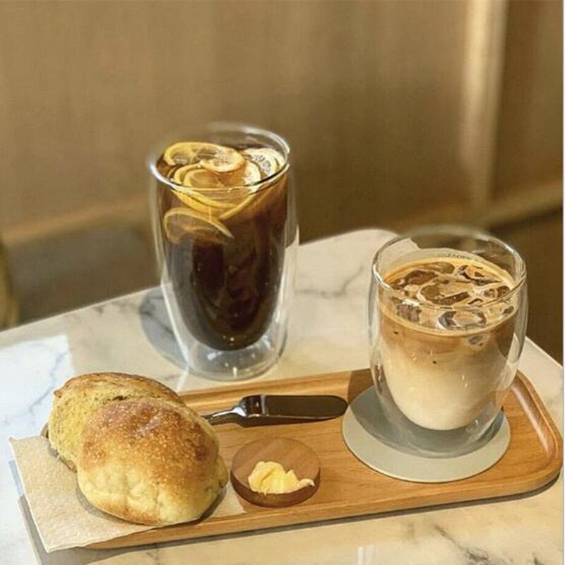 Double Wall Insulated Glasses Espresso Coffee Mug 80/250/350/450 ML Heat-Resistant Transparent Tea Milk Glass Cup Mugs Drinkware