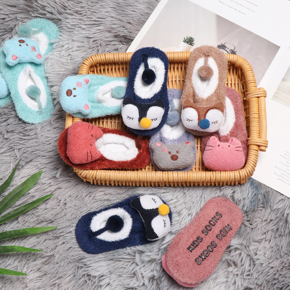 Baby Girl Boy Toddler Anti Slip Shoes Kids Booties Cartoon Slipper Socks Boots Newborn Winter Warm Cotton Floor Socks 0-5T
