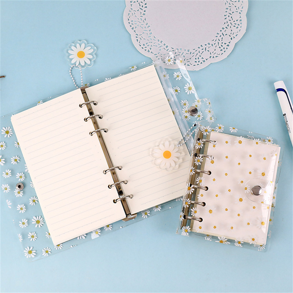 Schattige Daisy Notebook Cover A6 A7 Transparante 6 Ringen Bindmiddel Bestandsmap Diy Notebook Pvc Shell School Kantoorbenodigdheden
