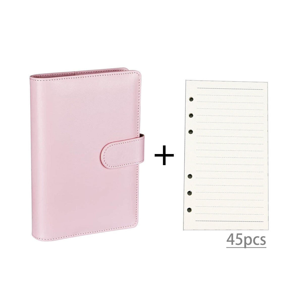 A6 Pu Loose Leaf Binder Losbladige Kern Diy Bindmiddel Notebook Cover Note Book Journal Kantoor School Briefpapier: pink-45 sheet