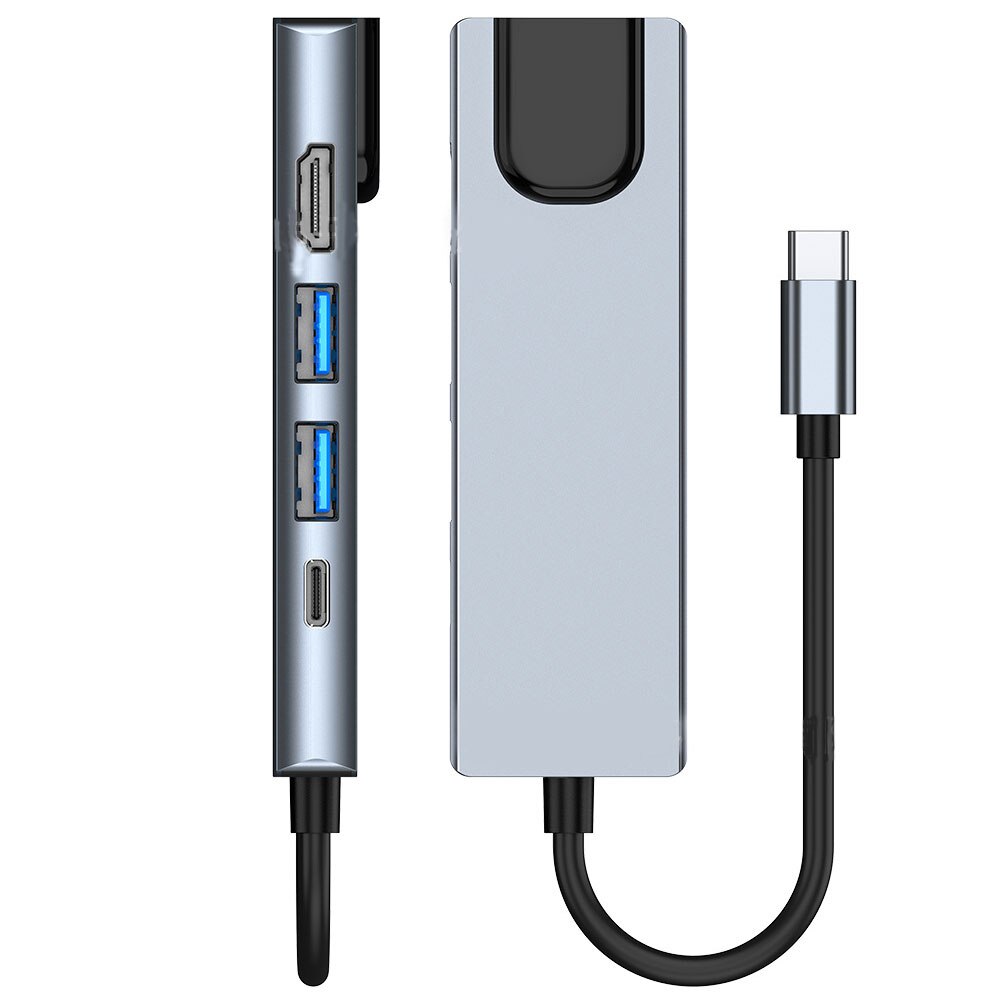 Tipo c hub 5-in-1multiport adaptador doca com usb 3.0 4k hdmi pd passar através de carregamento para macbook pro ar ipad pro xps portátil
