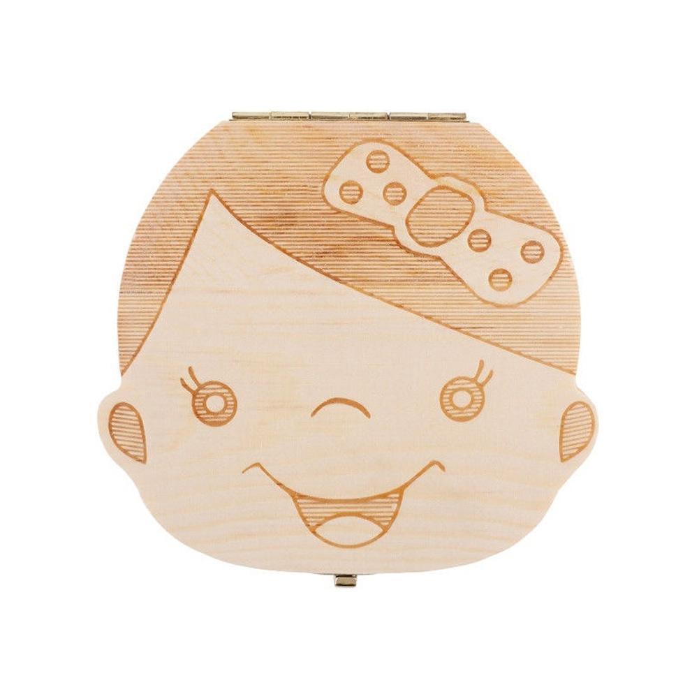 Baby Wood Tooth Box Organizer Milk Teeth Storage Language English Tooth Collect Teeth Umbilica Box Baby Save X1Z3: Pink