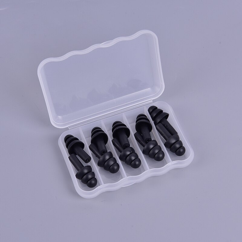 Tapones para los oídos de silicona para dormir, tapones para los oídos con reducción de ruido, protectores industriales, 5 pares: BK