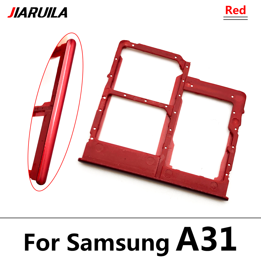 Dual-Card Sim Tray Holder For Samsung Galaxy A12 A31 A51 A71 A125F SIM Card Tray Slot Holder Adapter Socket Repair Parts: A31 red