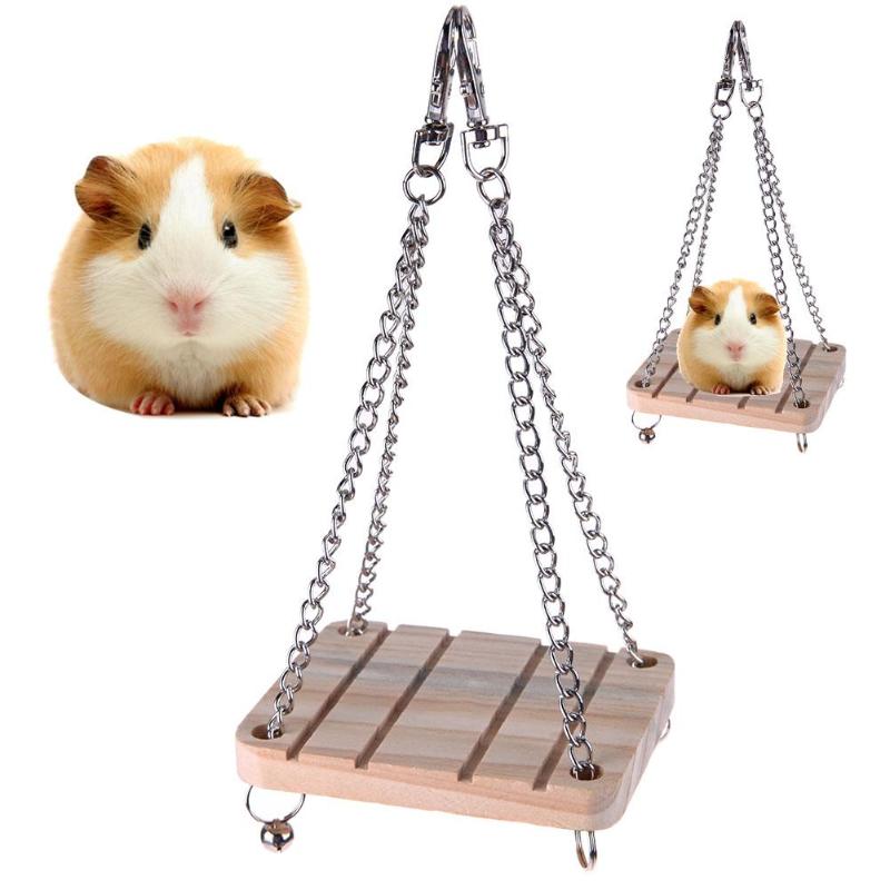 Pet Hamster Bird Wooden Toy Playing Board Hanging Swing Squirrel Funny Springboard Hamster Chinchilla Cockatiel Swing Ladder