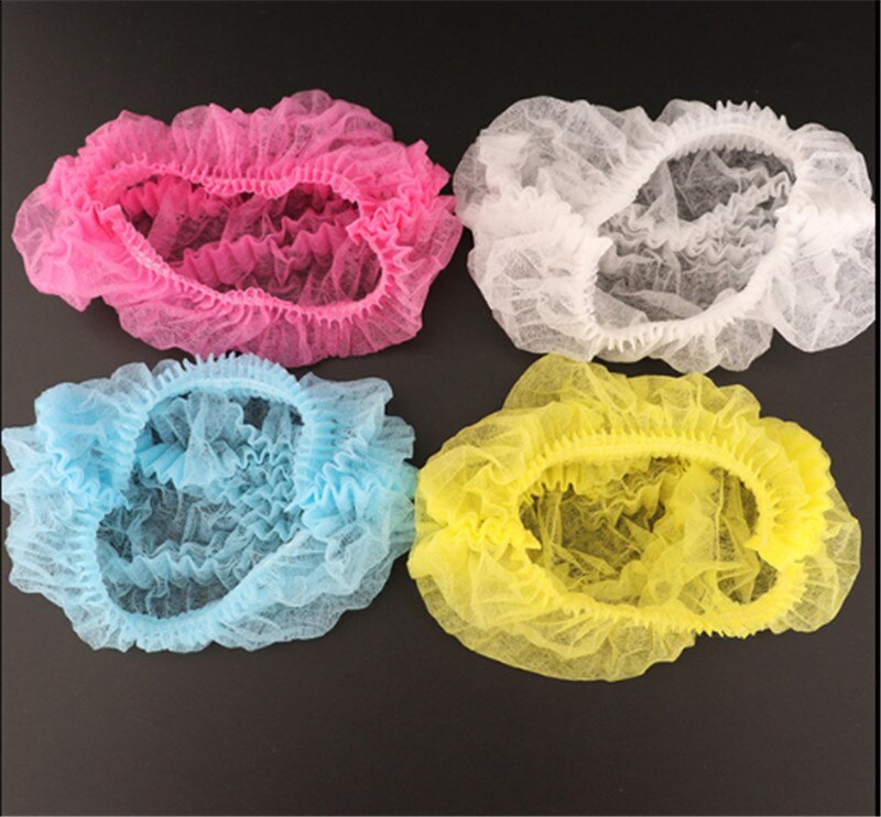 5 pcs Non-woven Double Elastic Disposable Dust Hat Women Men Shower Caps For Spa Hair Cap Salon Bathroom Barbershop Hotel