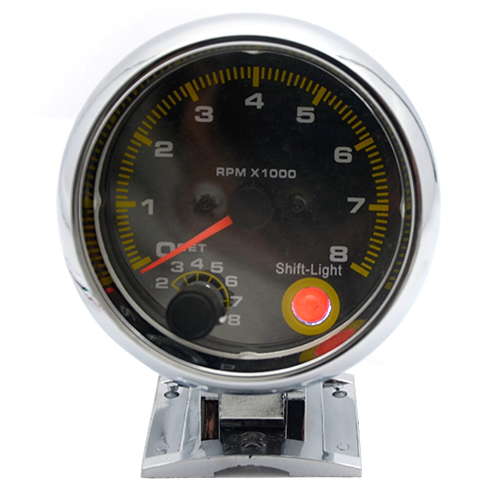 3.75" 95mm Tachometer RPM Gauge Carbon Fiber Face White LED 0-8000 rpm For warning function
