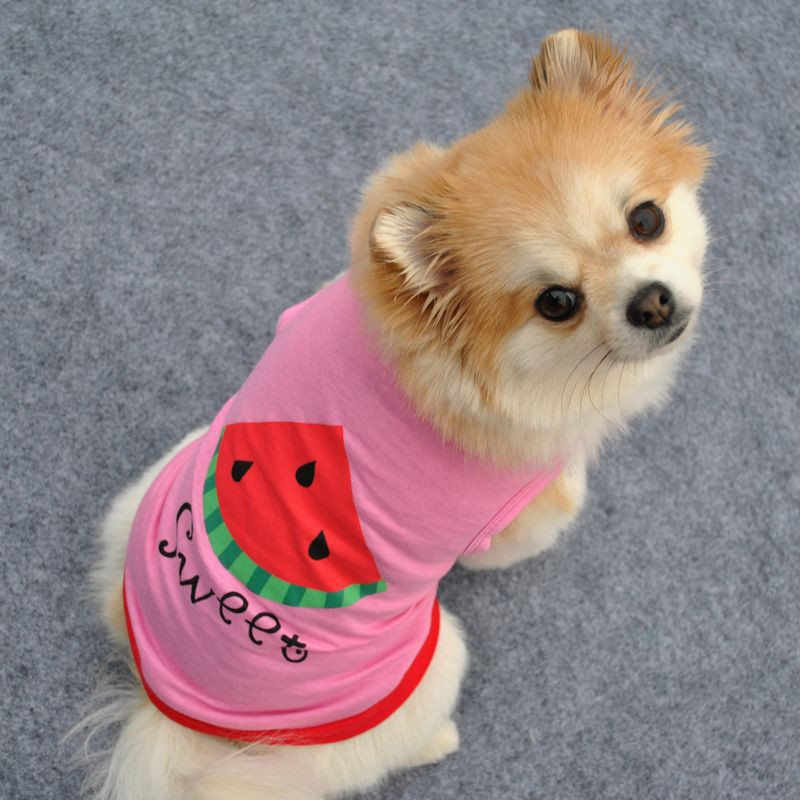 100% Katoen Honden Zomer Herfst Zachte Vest Zoete Watermeloen Printred Shirt T-shirt Top Voor Puppy Kleine Honden Chihuahua Kostuum