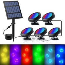 Luces LED solares para estanque de peces, luz subacuática de paisaje impermeable IP68, RGB, luz de fuente para acuario, decoración de césped