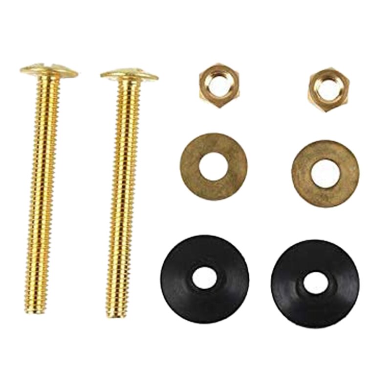 2 PCS Toilet Bolt Brass Toilet Tank Screw Fixing Bolt Heavy Duty Bolt with Waterproof Rubber Gasket and Brass Gasket