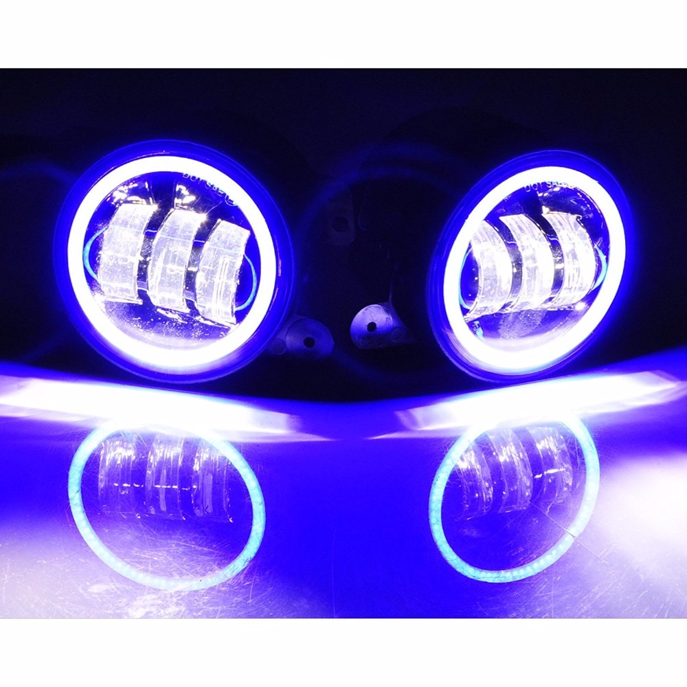 2PCS 4Inch Round Led Fog Lights 30W 6000K White Halo Ring DRL Off Road Fog Lamps For Jeep Wrangler JK TJ LJ Dodge Journey