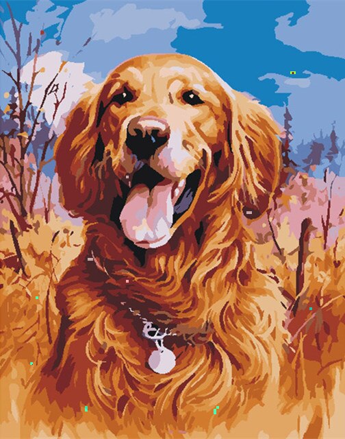 HUACAN Painting By Numbers Animal Kits Drawing Canvas DIY HandPainted Dog Pictures Art Home Decor: SZHC1-1842