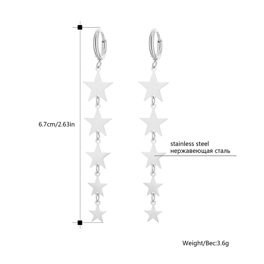 Stainless Steel Hoop Earrings For Women Accessories Jewelry Rose Gold Color Long Multi Star Thick Small Hoops Earring