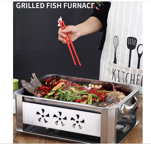 fish Grilled Furnace Charcoal Alcohol Dual use BBQ Stoves Stainless steel meat fryer barbeque oven