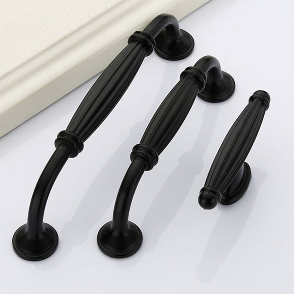 Euro-style Zinc Alloy Matte Black Cabinet Drawer Door Handle Kitchen/Bathroom/Wardrobe Knob Door Hardware Black Door Handles