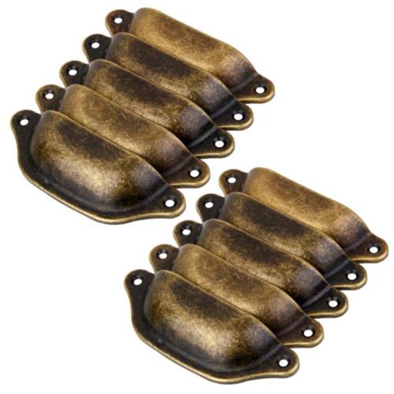 10X Retro Antique Iron Industrial Chic CUP HANDLES Drawer Pull Cabinet Cupboard