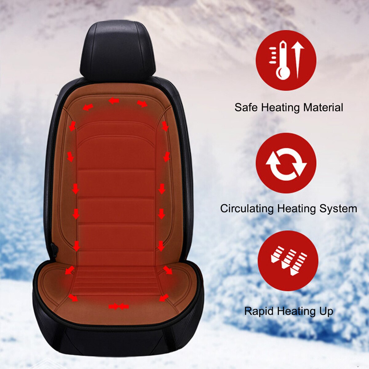 Funda calefactable para asiento de coche, 12V, calefacción, cojines, Protector Universal para asiento de coche, calentador de colchón eléctrico