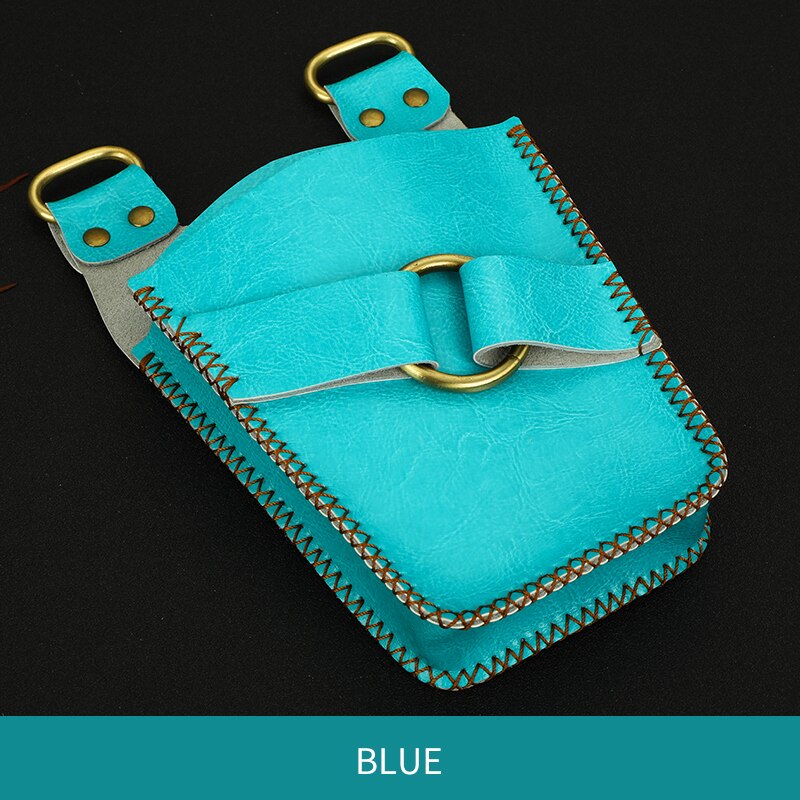 Fenice - étui de rangement en cuir pour ciseaux de barbier, étui de rangement pour ciseaux de coiffure, sac à clips avec ceinture à bandoulière, sac à ciseaux pour animaux de compagnie: Bleu