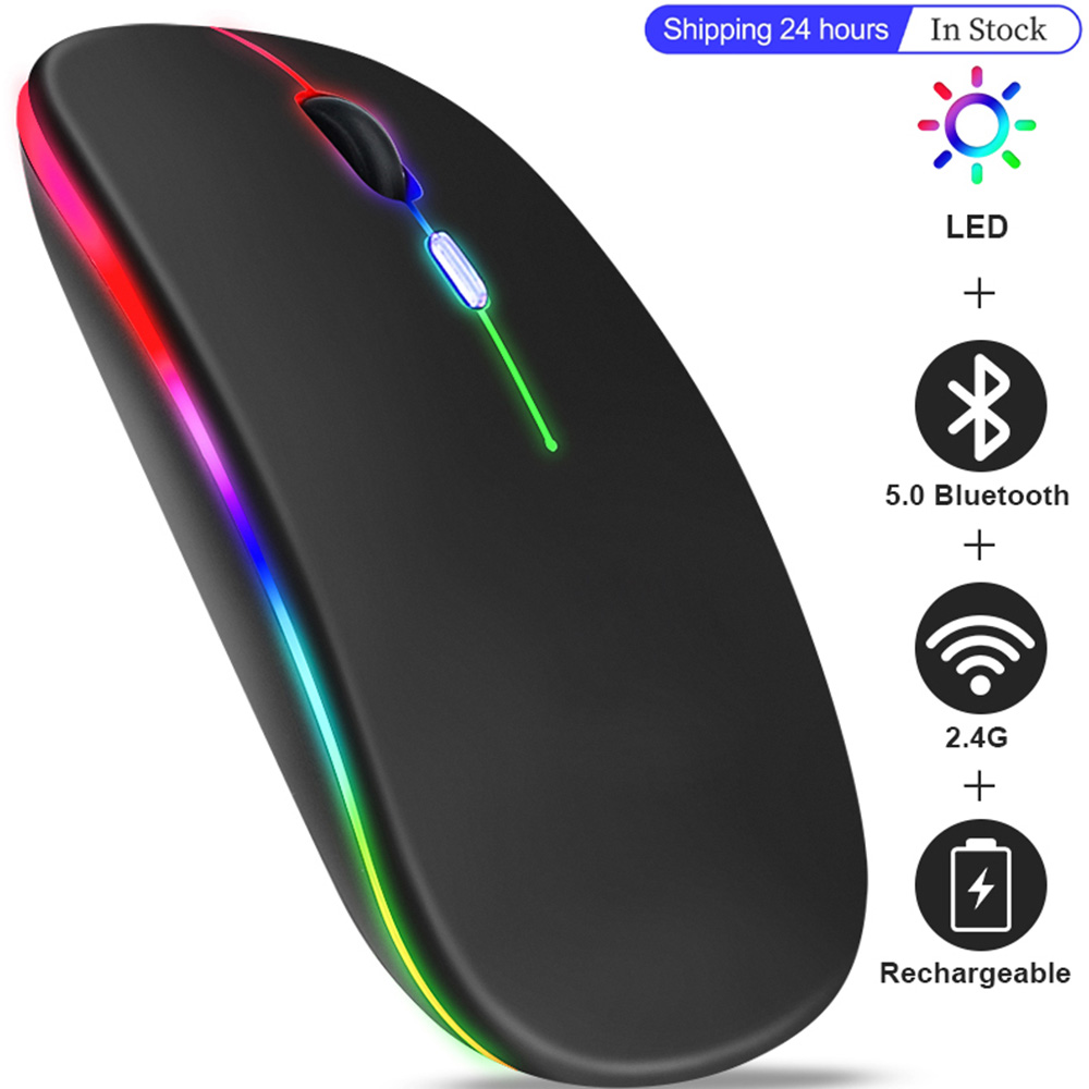 RGB draadloze Bluetooth-muis met USB oplaadbare gamermuis voor computer Laptop PC Macbook 2,4 GHz gamingmuis