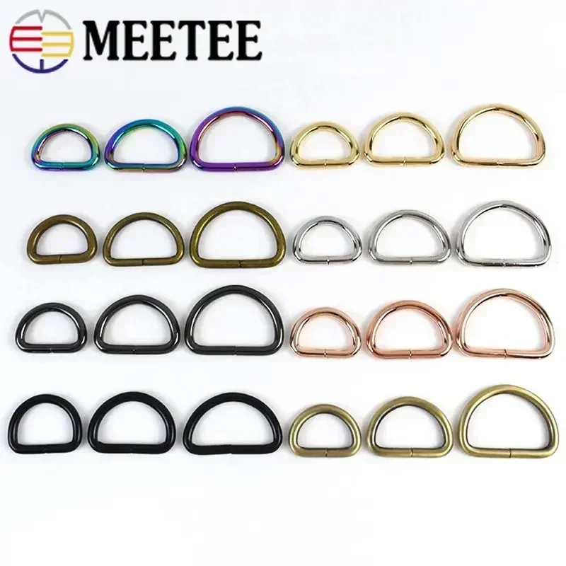 10 Uds. Hebillas de correa de Metal de 13-50mm para bolso, mochila, cinturón, hebilla de anillo O D, correas, Collar de perro, cierre de bucle, accesorios de cuero DIY