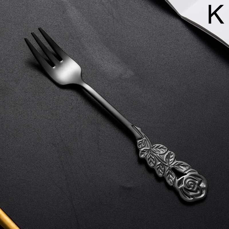Kitchen Gadgets Ice Cream Tea Spoons Stainless Steel Cute Stirring Spoon Coffee Spoon Rose Colorful Dining Bar Tools Accessories: K