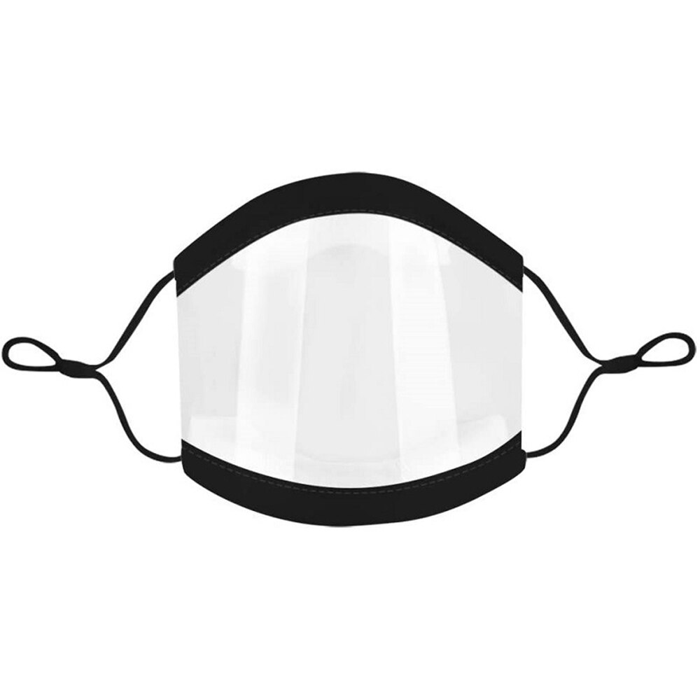 Transparant Gezichtsmasker Met Spons Edge Clear Venster Zichtbaar Gezicht Cover Wasbare Masker Voor Doven En Hard Van gehoor: 1PC Black