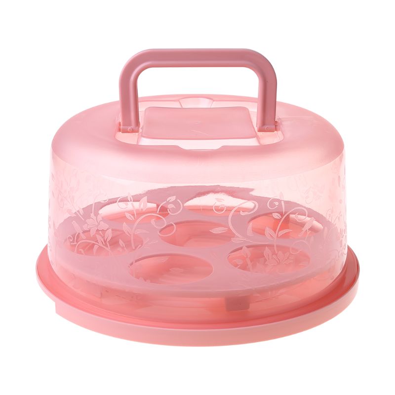 Portable Plastic Round Cupcake Container Dessert Cake Storage Box Kitchen Supply B0KC